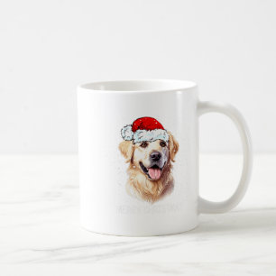 Caneca De Café Cachorro Retriever Dourado Papai Noel Luzes de Nat
