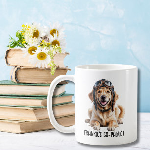 Caneca De Café Cachorro Retriever Dourado Pet Aviador engraçado p