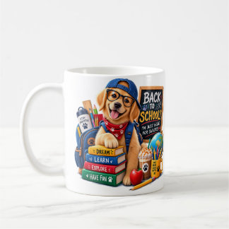 Caneca De Café Cachorro Retriever Dourado Volta às Aulas Engraçad