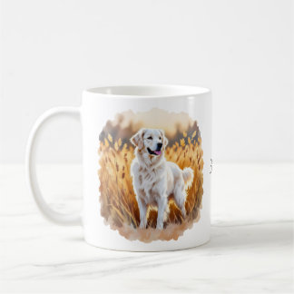 Caneca De Café Cachorro Retriever Golden Branco