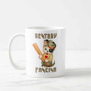Caneca De Café Cachorro Retrô Fofo - Destrua o Fascismo