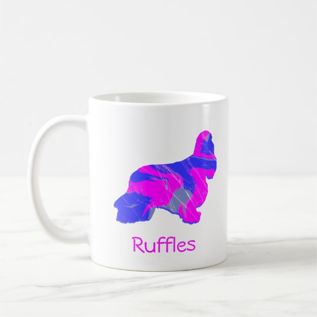 Caneca De Café Cachorro Rosa Quente-Panelado Silhoule (Esquerda)