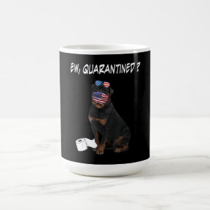 Caneca De Café Cachorro Rottweiler Cão Ouro Em Quarto Vestindo U