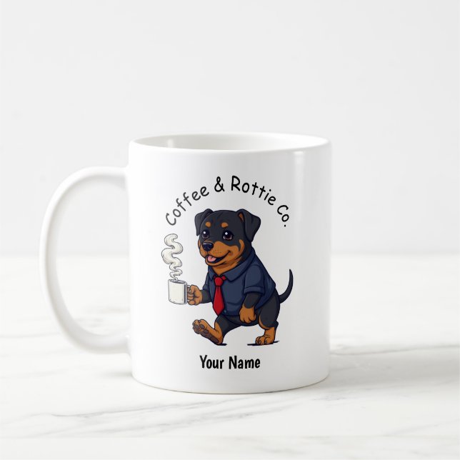 Caneca De Café Cachorro Rottweiler engraçado terno de negócios ca (Esquerda)