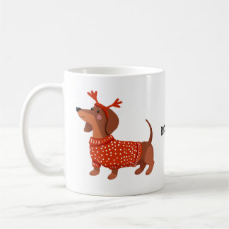 Caneca De Café Cachorro salsicha de jumper vermelho amante de caf