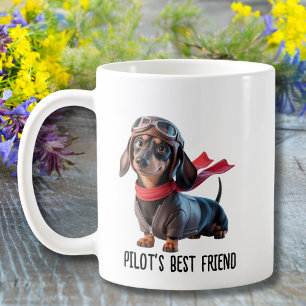 Caneca De Café Cachorro Salsicha Piloto Melhor Amigo Avião Engraç