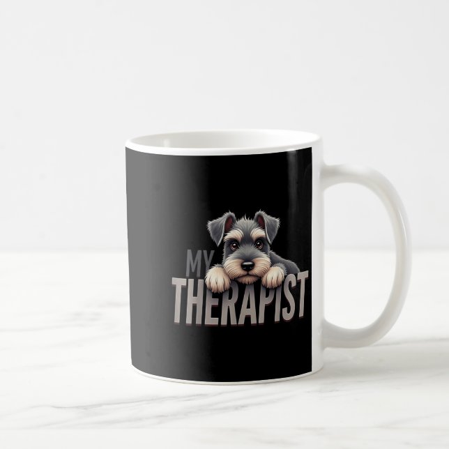 Caneca De Café Cachorro Schnauzer Fofinho Meu Terapeuta  (Direita)