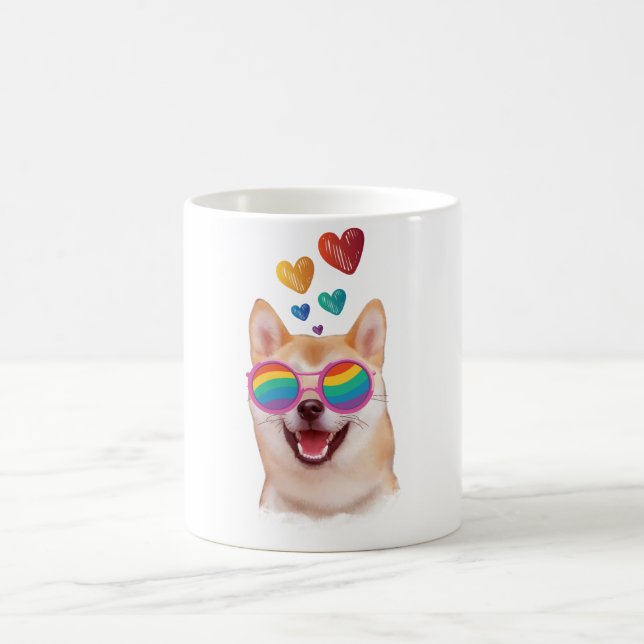 Caneca De Café Cachorro Shiba Inu com Dia de os namorados (Centro)