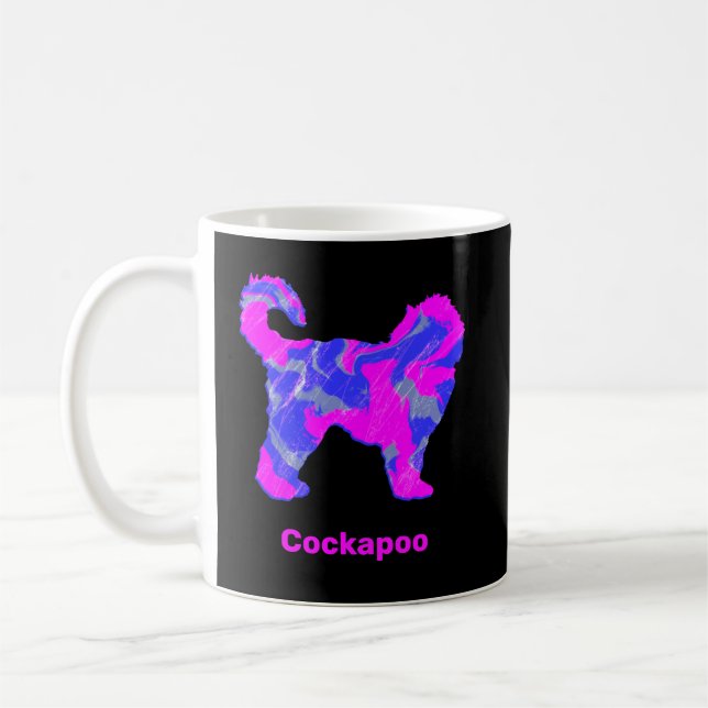 Caneca De Café Cachorro Silhueta Louca Rosa Quente Preta (Esquerda)