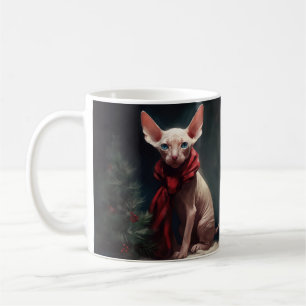 Caneca De Café Cachorro Sphynx na Neve Natal