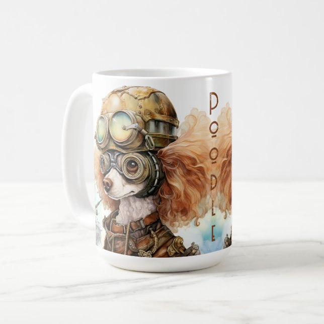 Caneca De Café Cachorro Steampunk Poodle (Frente Esquerda)