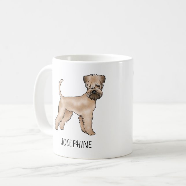 Caneca De Café Cachorro Terrier, De Roda Engordada, Em Pé De Nome (Frente Esquerda)