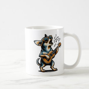 Caneca De Café Cachorro Tocando Guitarra Cantando Chihuahua Cacho