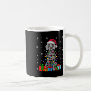 Caneca De Café Cachorro Ugly Xmas Luzes Santa Hat Cachorro Weimar