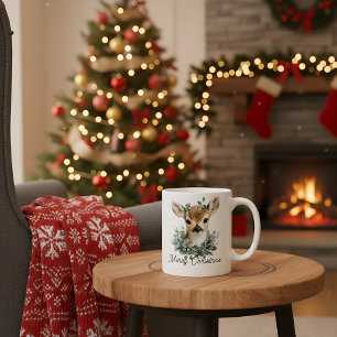 Caneca De Café Cachorro Velho Feliz Natal - Vassoura Aquarela