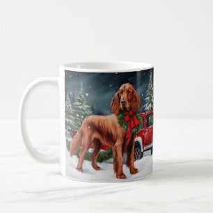 Caneca De Café Cachorro Vermelho Irlandês no Natal da Neve