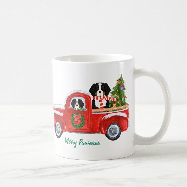 Caneca De Café Cachorro Vermelho Personalizado Cães de Natal (Direita)