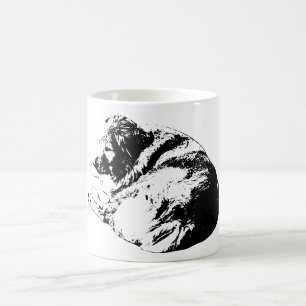 Caneca De Café Cachorro Vetor Ousado Oferece Calma para Sorvos Ac