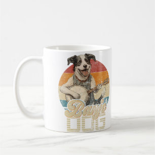 Caneca De Café Cachorro Vintage Tocando Música de Banjo Bluegrass