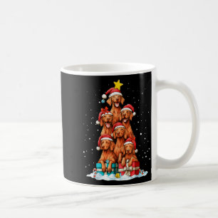 Caneca De Café Cachorro Vizsla Fofo Árvore de Natal Gorro de Nata