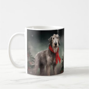 Caneca De Café Cachorro Wolfhound no Natal da Neve