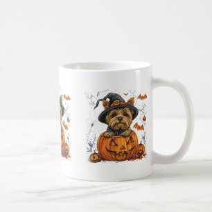 Caneca De Café Cachorro Yorkie Abóbora Halloween Dia de Ação de G