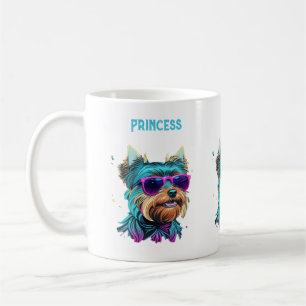 Caneca De Café Cachorro Yorkie legal com óculos escuros