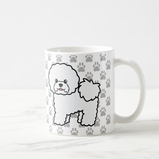 Caneca De Café Cachorros Bichon Frise de Desenho Animado Fofo e P (Direita)