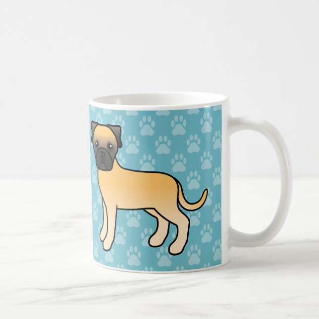 Caneca De Café Cachorros Bullmastiff Fawn Cartoon Fofos (Direita)