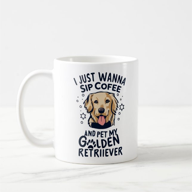 Caneca De Café Cachorros De Retriever De ouros E Amantes De Café (Esquerda)