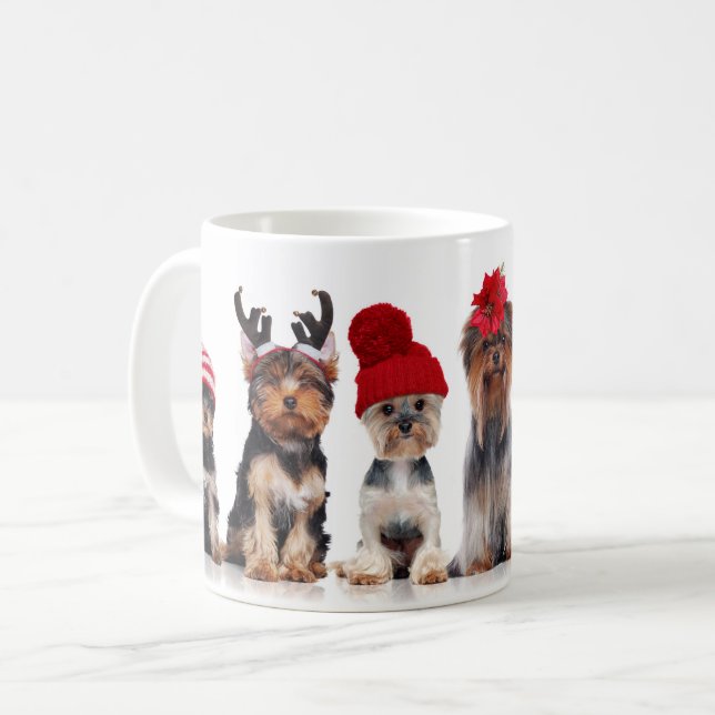 Caneca De Café Cachorros de Terrier, de Yorkshire, com chapéus de (Frente Esquerda)