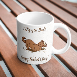 Caneca De Café Cachorros Digging - Dia de os pais Feliz.