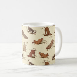Caneca De Café Cachorros Digging - padrão de férias na praia.