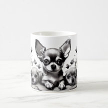 Cachorros e Designs de café.