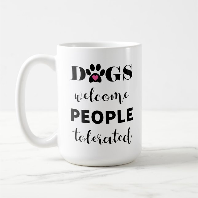 Caneca De Café Cachorros Engraçado Cachorros de Boas-vindas Pesso (Esquerda)