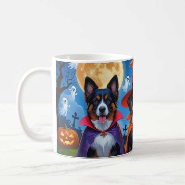 Caneca De Café Cachorros Malinois Belgas Pumpkin Halloween Engraç (Esquerda)