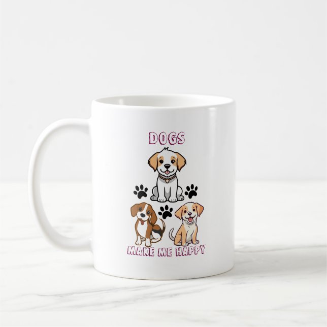 Caneca De Café Cachorros Me Fazem Feliz - Cachorro Gelado (Esquerda)