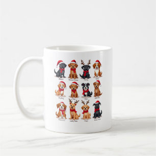Caneca De Café Cachorros Natal Adoráveis 12 Cães Amantes de Cães