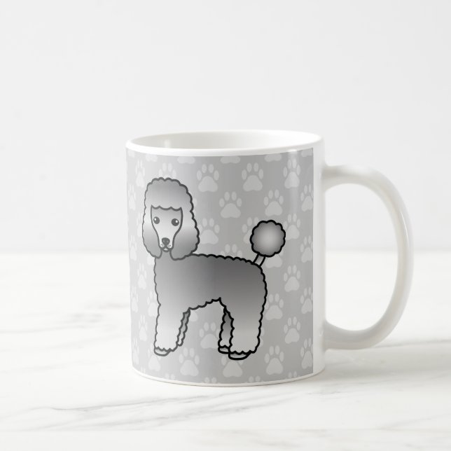 Caneca De Café Cachorros Poodle Brinquedo Cinza Fofo (Direita)