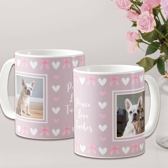 Caneca De Café Cachorros Pousam Blush Pink 2 Foto (Criador carregado)