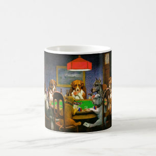 Caneca De Café Cachorros Vintage Brincando Jogando Poker