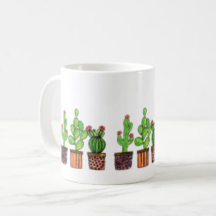 Caneca De Café Cacto bonito da aguarela em uns potes