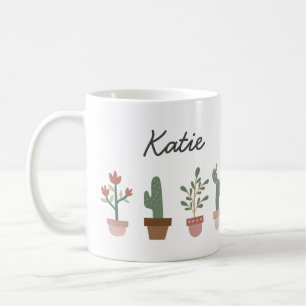 Caneca De Café Cacto cacto e flores em pote