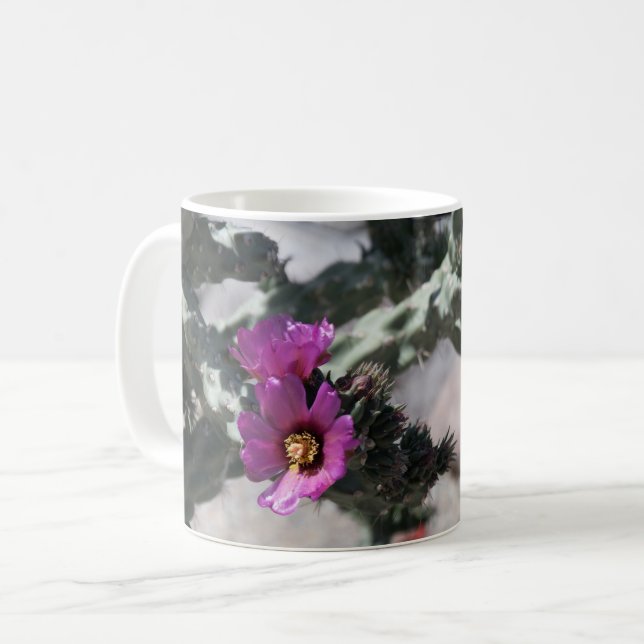Caneca De Café Cacto Challa em flor (Frente Esquerda)