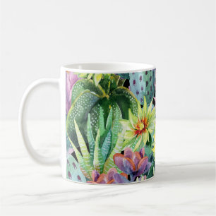 Caneca De Café Cacto de coloração d'água, padrão sem costura.