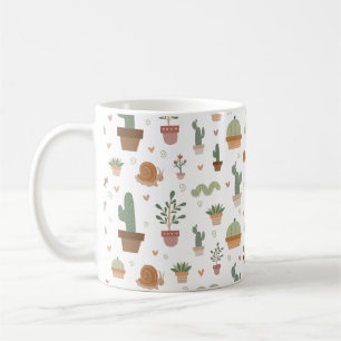 Caneca De Café Cacto e padrão de suculência