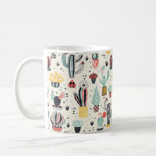 Caneca De Café Cacto em um pote com Succulent e triângulos