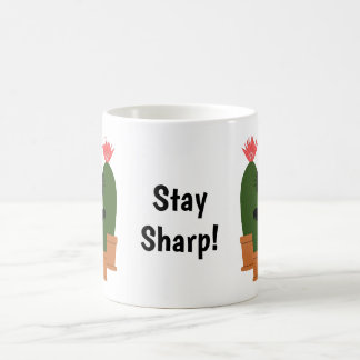 Caneca De Café Cacto Engraçado Fique Afiado Texto Personalizado