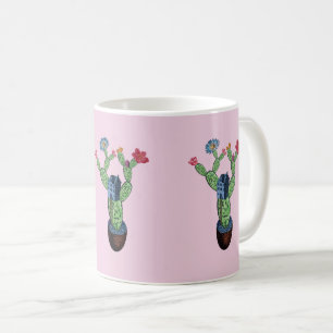 Caneca De Café Cacto espinhoso com flores