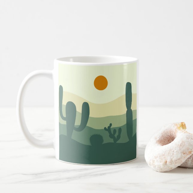 Caneca De Café cacto, sol e deserto (Com Donut)
